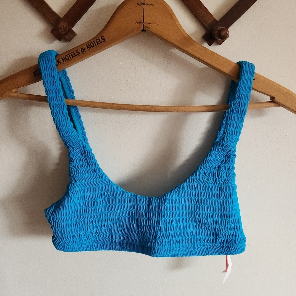 Nwot Victoria's Secret Turquoise Textured Swim Top Ruched Small S